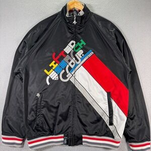 Vintage LRG Europe Express Track Jacket Mens XL Black Classic Comfort Streetwear
